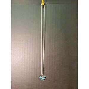 .925 Sterling silver small colorful butterfly rhinestone pendant necklace. 17in.